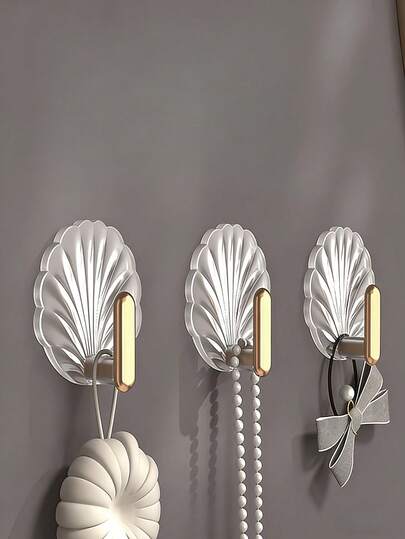 10pcs Shell Shaped Wall Hooks, Multifunctional Adhesive Hooks For Kitchen, Bathroom, Home Decor