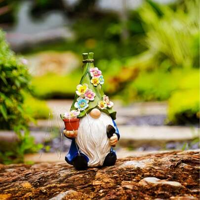 1件太阳能花园装饰品，适用于户外花园、精致园艺、庭院景观、客厅、阳台，创意装饰摆件，2D平面印刷装饰，情人节、婚礼、家居、斋月、房间装饰、厨房装饰，地插式，氛围装饰