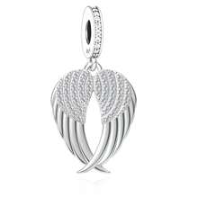 1 mặt dây chuyền hình cánh thiên thần bằng bạc 925 đính đá Cubic Zirconia, quà tặng kỷ niệm unisex, trang sức tự làm. - Bạc - Xem 2