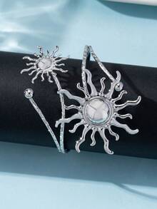 Un brazalete asimétrico exagerado y creativo para el sol, adecuado para el estilo callejero, fiestas y uso diario de las mujeres - Brazalete de girasol - Ver 19