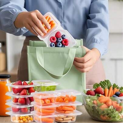 50/20/10个便携式酱料品尝容器，双层调味品容器 - 可重复使用的塑料酱料和蘸酱托盘，带盖多用途蘸酱杯，沙拉酱外带容器，带分隔的调味杯，带盖零食容器，适用于外卖酱料品尝、返校季、亡灵节、旅行零食和酱料、海滩零食、圣诞节、万圣节、母亲节、7月4日、派对、生日派对、聚会等场合。