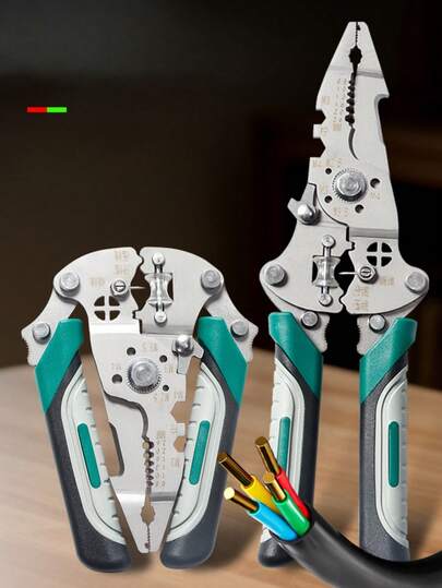 Pelacables plegable multifuncional, adecuado para electricistas profesionales. Rango de pelado: 0,2-6 mm², diseño ergonómico antideslizante para un pelado y corte rápidos. Aplicable para ingeniería eléctrica, reparación de electrodomésticos, decoración del hogar, mantenimiento automotriz y mantenimiento naval, etc.