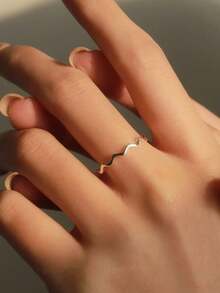 GAGAFEEL 1pc S925 Sterling Silver Vintage Minimalist Asymmetrical Wave Gold Color Ring For Women, Minimalist Daily Wear, Birthday & Valentine's Day Gift - Silver - View 3