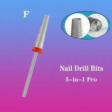 1pc 5 In1 Pro Long Nail Tungsten Steel Grinding Head, High-End Manicure Tool With Top Teeth, Shank Diameter 3/32inch - Multicolor - View 6