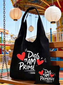 Túi vải canvas in hình chữ "Dios MEAM PRIMERO" và "1 JUAN 4:19" nhiều màu sắc, túi xách tay tiện dụng, túi mua sắm đa năng, túi đựng đồ du lịch tối giản, túi đựng mỹ phẩm du lịch dung tích lớn, thiết kế mới và không gian rộng rãi, lý tưởng cho mua sắm, đám cưới, sinh nhật, đi biển, kỳ nghỉ, tựu trường. - Nhiều màu - Xem 7