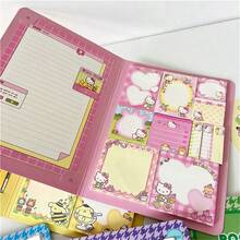 SANRIO 1本方便笔记本，可爱旋律黑色肉桂卷图案，可爱粘性笔记本，办公文具，动漫卡通备忘录，信息用品，日记计划本 - 彩色 - 查看 2