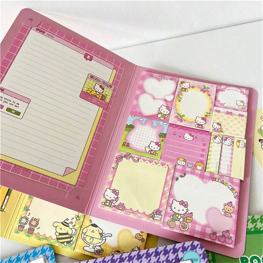 SANRIO 1本方便笔记本，可爱旋律黑色肉桂卷图案，可爱粘性笔记本，办公文具，动漫卡通备忘录，信息用品，日记计划本