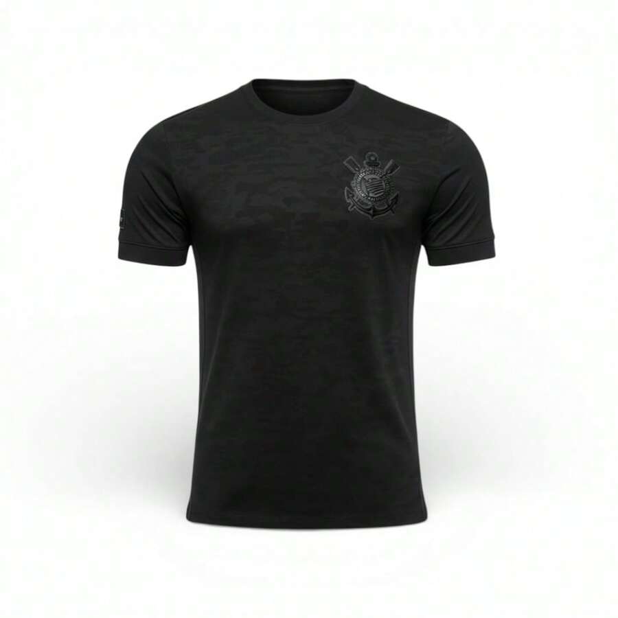 Corinthians Dry Jacquard Official Logo TPU Gel T-Shirt - Black - View 1
