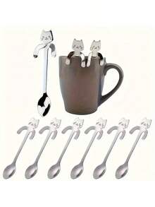 Stainless Steel Cat Themed Coffee And Dessert Spoons - , Dishwasher , Suitable For Home, Kitchen, Restaurant, Party, Wedding - View 9