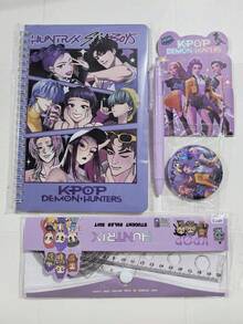 KPOP Witch Girl Group Stationery Set, Classroom Reward Learning Small Gift, Student Back To School Gift Box, Notebook, Eraser, Ballpoint Pen, Ruler, Bag Charm, Back To School Supplies - A5 - View 7