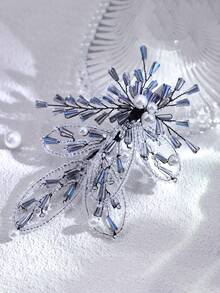 1pc Fashion Faux Crystal & Pearl Hair Clip, Elegant Beaded Minimalist Headpiece Suitable For Weddings, Engagements, Brides, Daily Wear, Parties, Photography - Multicolor - View 8