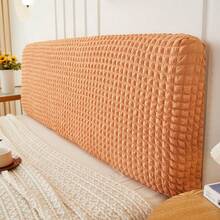 1pc Solid Color Checkered Pattern Headboard Cover, Elastic Stretchable, Dust Protection, Fits Various Headboards, Full Wrap-Around Design, Soft Cloud-Like Backrest Feel, Removable & Washable Headboard Slipcover, Provides New Sleeping Experience - Honey Orange - View 3