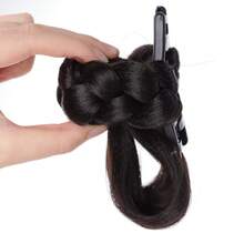 Clip de pelo falso para moño bajo, accesorio de pelo trenzado para moño, pieza de pelo para chignon, moño de pelo falso estilo chino - Dark Brown - Ver 4
