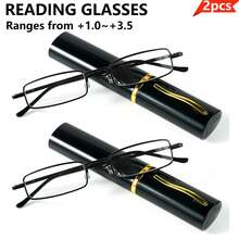 Gafas de lectura unisex ultrafinas con forma de bolígrafo, compactas y portátiles con bisagras de resorte y estuche de transporte - Transparente - Ver 36