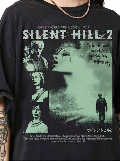 Modna, swobodna koszulka męska, jednoczęściowa koszulka z grafiką Silent Hill 2 dla kobiet, koszulka vintage retro horror w dużym rozmiarze, rozmiary 2-10 lat, S-XXXL, odzież dziecięca dla chłopców, prezent walentynkowy dla chłopców, odzież dla małych chłopców, bluzki dla dziewczynek, odzież dziewczęca, odzież dla małych dziewczynek, pasujące stroje rodzinne, unisexowa koszulka z grafiką na powrót do szkoły i prezent na Dzień Świętego Patryka dla chłopców i dziewczynek, strój rodzinny dla pary na dzień gry, idealny prezent na Dzień Świętego Patryka i Dzień Kobiet, Dzień Matki, Dzień Ojca, dla mężczyzn i kobiet.