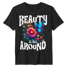 Garden Plus Size T-Shirt: The Delicate Touch Your Look Needs. - Black - View 2