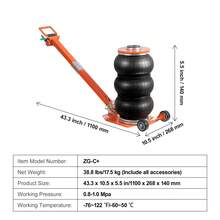 Cavalletto di supporto - 3t, langer verstellbarer Griff, 3-fach Luftbalg - Visualizzare 7