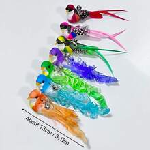 2 pièces/3 pièces Jouets pour chats oiseaux - Baguettes de rechange avec plumes, sans pile requise, polyester durable, jouets d'exercice pour chats d'intérieur, couleurs vives - Voir 8