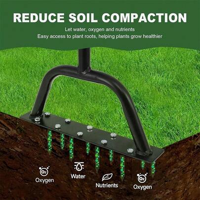 Manual Lawn Aerator With Spike | Sturdy Garden Coring Tool For Grass | Handheld Lawn Spike For Compacted Soil | Essential Gardening Tool For Yard, Lawn & Garden Care