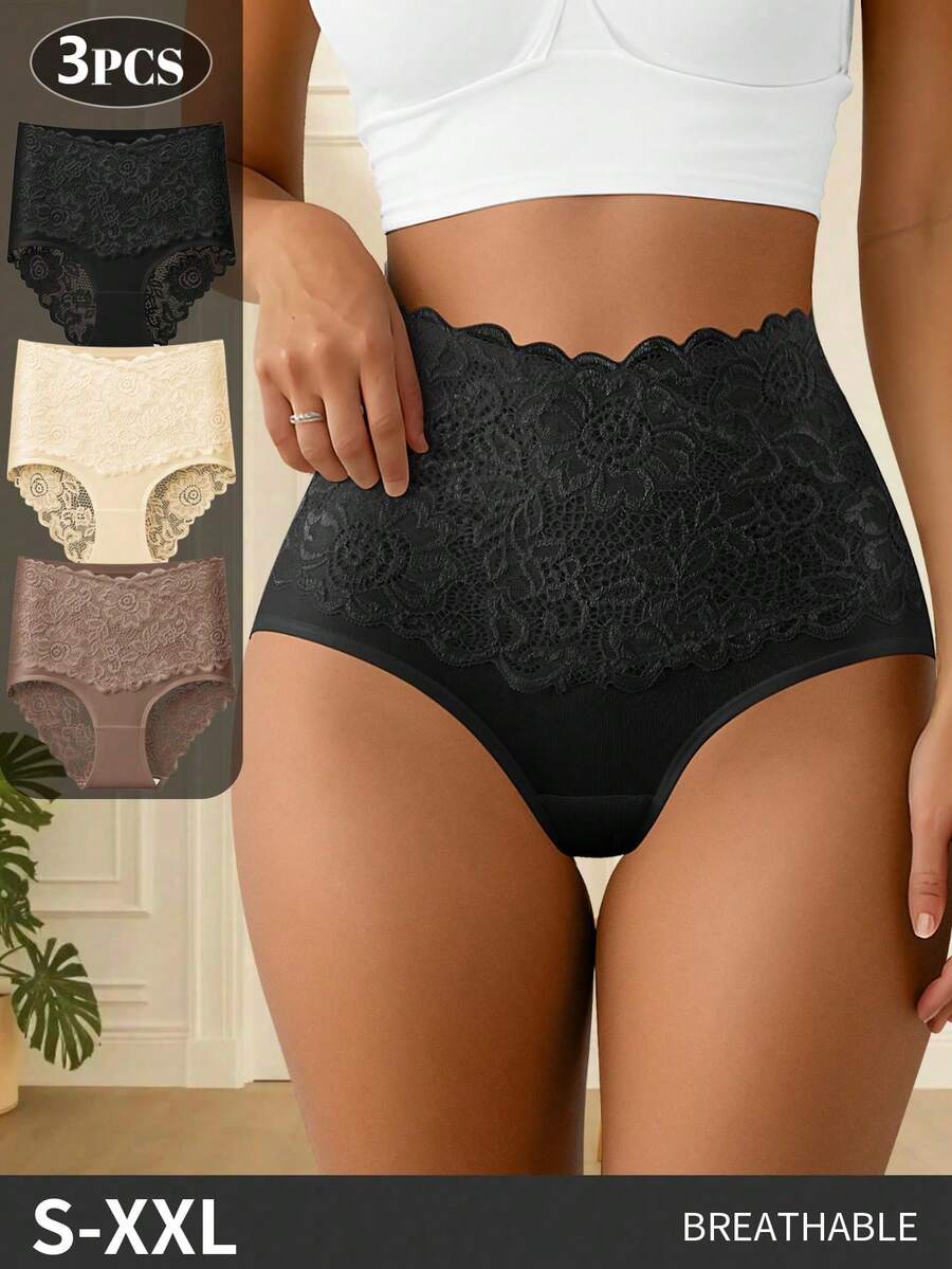 3 buah celana dalam segitiga wanita - Desain renda seksi, kain nyaman, ramah kulit & bernapas - Pilihan hadiah yang sempurna