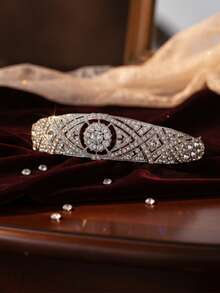 1 件复古装饰艺术风格银色水钻新娘头饰 - 奢华几何婚礼皇冠，适合新娘 - 精致的 1920 年代盖茨比风格发饰，适合舞会、选美比赛和特殊场合 - 闪耀的皇家头饰，女士专属 - 銀色 - 查看 4