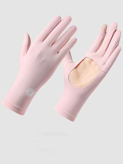 1 双夏季防晒手套，女士轻薄透气防紫外线露指手套，适合驾驶、骑行、户外活动