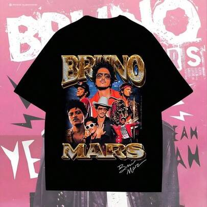 2026 Men's Casual Minimalist Graphic T-Shirt, 1 Piece; Bruno Mars Graphic Women's T-Shirt Retro Album Print Vintage Short Sleeve Top Size From 2-10 Years, S-XXXL; Children's Clothing Boys, Boys Valentine's Day, Tween Boys' Clothing, Girls' Tops, Girls' Clothing, Children's Clothing Girls, Tween Girls' Clothing, Family Matching Outfits, Unisex Graphic T-Shirt For Back To School & St. Patrick's Day Gift For Boys And Girls, Game Day Family Couple Outfit, Perfect Gift For St. Patrick's Day And Women's Day, Mother's Day, Father's Day, For Men And Women