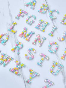 Cute 26 English Letters Patch Stickers, A-Z Alphabet Applique With Pearls And Small Diamonds, Self-Adhesive Letter Patches/Fabric Letter Sticks, Initial Letters Embroidered Chenille Sticker - 26 letters set - View 8