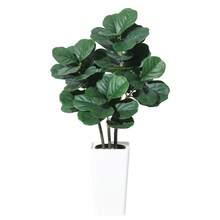 Künstlicher Geigenfeigenbaum (Ficus lyrata) in 120/150/180 cm Höhe mit weißem Übertopf, künstliche Topfpflanze, hohe künstliche Bodenpflanze für die Dekoration von Wohnzimmer, Büro oder Zuhause - 120cm - Übersicht 2