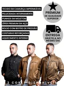 Premium Men's Jacket In Waterproof Leather And Suede – Lined And Thermal - 黑色 - 查看 6