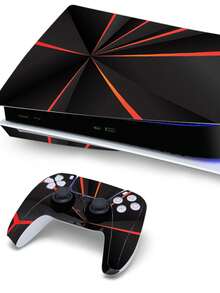 6pcs P5 Game Console Stickers With Red & Black Patterns, Dust-Proof And Wear-Resistant - View 10