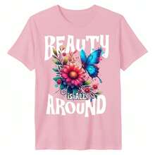 Garden Plus Size T-Shirt: The Delicate Touch Your Look Needs. - Baby Pink - View 1