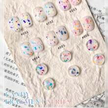 10毫升畅销糖果亮片凝胶指甲油，2026新款马卡龙7色芝士闪粉指甲油，白色和粉色指甲粉，适合冬季的UV凝胶指甲油，可爱美甲沙龙专用 - 彩色 - 查看 4