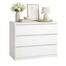 Interior Chest Of Drawers, Bedroom Dresser Sil Gloss White With 3 Drawers, High Gloss White, 77 X 50 X 71 Cm - High Gloss White - View 9