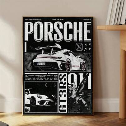 Frameless Sports Car Poster, Minimalist Car Poster, Wall Decor Art, Suitable For Anniversary Celebration, Home Living Room Decoration, Beautiful Wall Art
