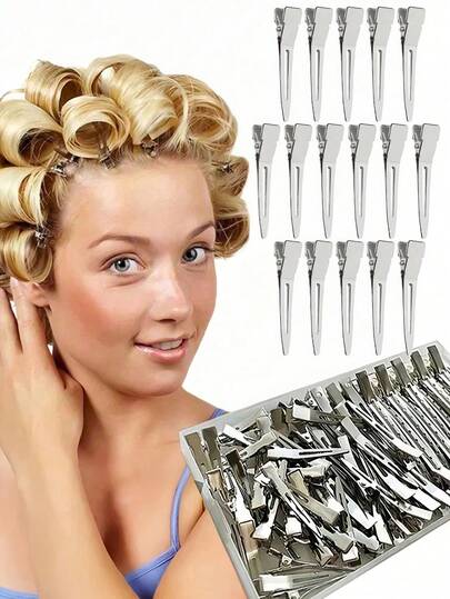 Metal Duck Bill Hair Clips With Holes, Professional Salon Hair Fixation Clips, Unisex Fluffy Hair Clips For Styling, Dyeing, Curling, DIY Hair Tools, No Trace Hair Clips, DIY Tools For Women Long Hair Styling, Hairstylist Supplies, Salon Equipment, Beauty Salon, Travel, Back To School Essentials