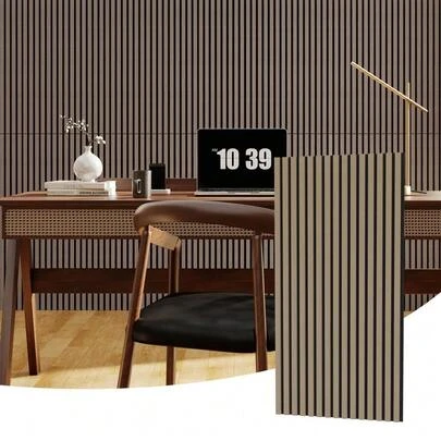 Beaully 3D Wooden Wall Panels, 120cm Acoustic Sound Absorbing Tiles, Easy Peel Stick Installation, Modern Slat Wall Panels For Home Theater, Office, Studio, Bedroom, Living Room