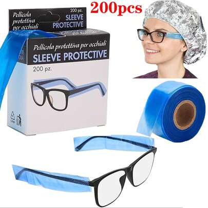 200pcs Disposable Hair Dye Glasses Covers - Disposable Eyeglass Sleeves - Eyeglass Protector Covers - Eyeglass Sleeves - Disposable Eyeglass Protector Covers, Made Of PVC Material, Anti-Pollution Eyeglass Protector Covers, Suitable For Hair Salon Styling And Hair Dyeing, Can Also Be Used As Leg Protectors, Dirty Eyeglass Accessories, Hair Styling Glasses