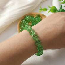 50颗3D亚克力三叶草形珠子（绿色和白色），三叶草珠子，透明绿色亚克力三叶草形珠子，不透明多面三叶草形圣帕特里克节散珠，散珠，多面亚克力三叶草珠子，不透明亚克力三叶草珠子，圣帕特里克节 - 彩色 - 查看 9