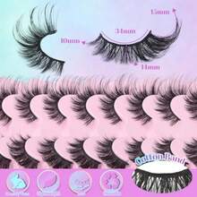 Fluffy Manga Lashes 8D Volume Spiky Anime False Eyelashes 8 Pairs Soft Asian Eye Lashes Pack Pop-B099 - 跳舞-8P - 查看 2