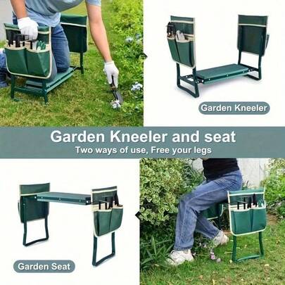 Heavy Duty Carbon Steel Kneeling Pad, Gardening Tool Bag, And EVA Foam Pad - A Portable Foldable Outdoor Gardening Bench For Large Green Gardens, Orchards, And Tea Plantations