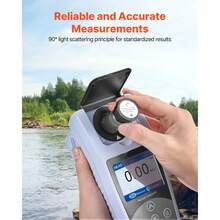 Turbidity Meter, 0–1000 NTU Measuring Range, EPA 180.1 Compliant, Portable White Light Turbidimeter, With Calibration Solutions, Sample Vials, And Carry Case, For Use In Field And Plant - White Light 0~1000 NTU - View 2