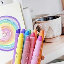 10/20支装可水洗彩色蜡笔，亮粉色 - 顺滑水溶性凝胶，易于混合，适用于图画书、艺术项目和教学用品 - 彩色 - 查看 7