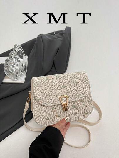 Mini Minimalist Lace Fashion Flap Lock Saddle Shoulder Bag, Women Vacation Bag