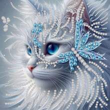 1件套5D DIY珍珠钻石画套装，尺寸30x30厘米，优雅白猫主题艺术画，创意装饰手工珍珠马赛克，适合家居装饰、DIY爱好者以及送礼，无框 - 查看 10