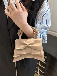 Solid Color Pleated Edge Handbag, Flap Crossbody Bag, Retro Floral Pattern Women Bag - Khaki - View 3