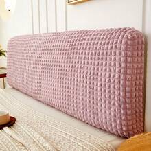 1pc Solid Color Checkered Pattern Headboard Cover, Elastic Stretchable, Dust Protection, Fits Various Headboards, Full Wrap-Around Design, Soft Cloud-Like Backrest Feel, Removable & Washable Headboard Slipcover, Provides New Sleeping Experience - Honey Orange - View 4
