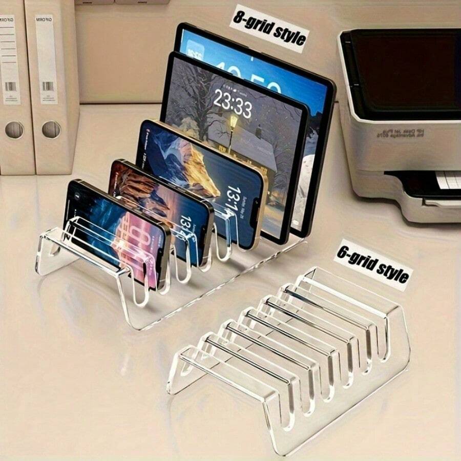 1pc Phone And Tablet Organizer, Multi-Device Storage Box, Practical Shelf For Multiple Tablets And IPads,Desktop Phone Charging Storage Rack,Stylish DVD/CD Holder - Compact Storage Solution For Easy Access In Home Office Media Collection