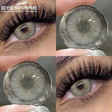 Eyeshare 1 cặp kính áp tròng màu mới cho mắt, màu xanh tự nhiên, màu tím, màu xám, màu nâu, kính áp tròng mềm dùng hàng năm. - ESTONIA-XÁM - Xem 2