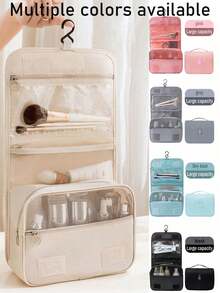 1个斜纹防水挂式洗漱包，适合旅行和商务出行，可收纳化妆品、化妆刷、化妆品，是旅行必备品、女士配件、旅行用品、大学假期、邮轮旅行、暑假旅行的必备品，也可作为女士洗漱包、手提包、洗漱旅行包、沙滩包、书包、大学宿舍浴室用品。 - 多色 - 查看 3